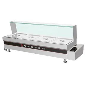 Commercial restaurant stainless steel glass cover bain marie buffet cooking equipment