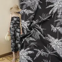 2020 핫 세일 블랙 코코넛 나무 패턴 짠 크레페 드레스 패브릭 인쇄 된 레이온