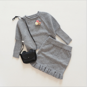 de Invierno últimas patrones que hacen punto <span class=keywords><strong>el</strong></span> suéter de los niños, muchachas de la manga larga de dos piezas suéter vestido - Product Image 3