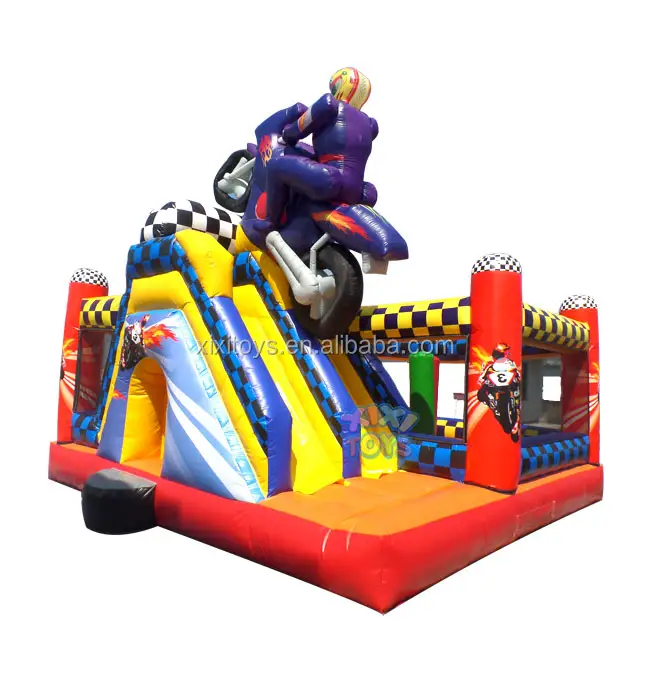 Commercial Grade Inflatable Motorcycle Sport Games,Inflatable bouncy castle With Slide Combo