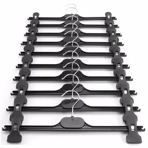 Pack of 20 Black Plastic Clip Hangers Metal Hook, Pants, Skirt Coat Clothes Hanger 14 Inches