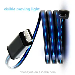 EL Glowing Flowing Visible LED Light Micro USB Cable Charger for Samsung