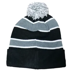 Unisex caldo inverno 100% acrilico 100% cotone berretti in maglia berretto bobble hat