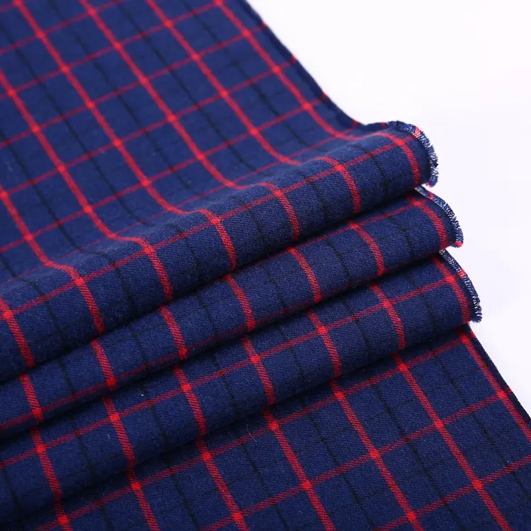 Stocklot garments brushed check uniform shirt fabric woven shirting fabric for man