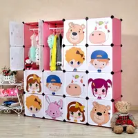 Moveable Cartoon Baby Plastic Wardrobe, 16 Cubes, DIY