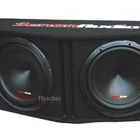 Système de basses audio pour voiture avec deux haut-parleurs de 12 pouces, caisson de basses personnalisé recouvert de tapis noir