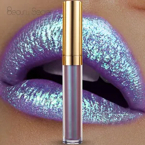 패션 6 금속 반짝이 색상 비건 잔인 무료 액체 자신의 Lipgloss Priavate 라벨 메이크업 립스틱