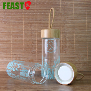 Botella de agua de cristal de alta borosilicato con <span class=keywords><strong>tapa</strong></span> de bambú, una sola pared, energía - Product Image 5