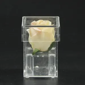 Mooi Uitziende Bloemen Display Acryl Rose Doos Met Deksel Voor Enkele Roos