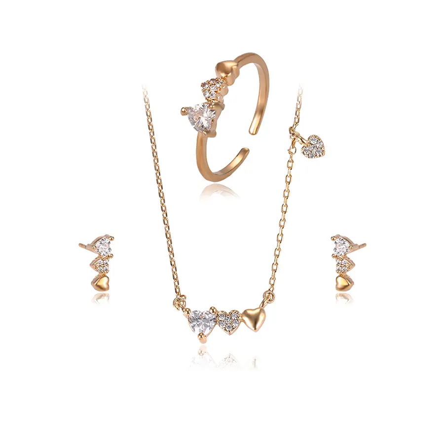 64459 Xuping Zirconia jewelry set nuovo arrivo di qualità superiore elegante a forma di cuore tre pezzi set accessori per i monili delle donne