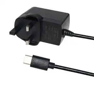 Adaptador de energia qc3.0 220v uk, adaptador de alimentação 5v 3a usb tipo c com cabo de carregamento usb