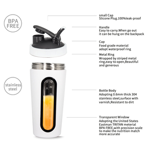 2018 nuevo diseño de acero inoxidable barato proteína beber la botella de la coctelera con ventana transparente - Product Image 6