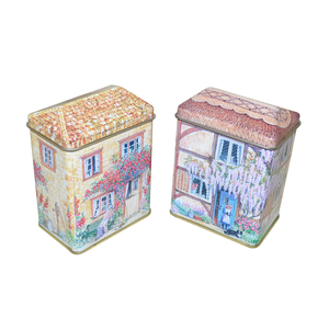 House Shaped Box Shape Metal Tin Boxes Hot Sale Chocolate House Shaped Tin Box Valuable Customised Logo Metal Round Shape Customize Designs Shape Are Welcome Food