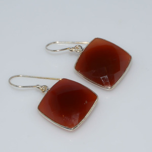 925 sterling Silver <b>Red</b> Agate Gemstone <b>Earrings</b> Handmade jewelry - Product Image 1