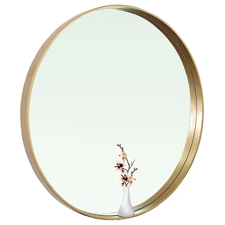 Modern Luxury Hotel Bathroom decorative antique gold round wall mirror