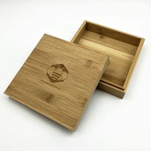 Caja de madera de bambú para regalo, embalaje con logotipo personalizado, de lujo