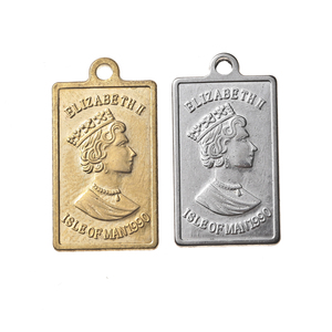 Venta al por mayor de moda último diseño rectángulo de crédito <span class=keywords><strong>suisse</strong></span> colgante chapado en oro de plata Elizabeth II encantos de moneda colgante - Product Image 1