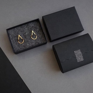 En gros luxe gaufrage eco logo noir imprimé 2 pièces en papier rigide <span class=keywords><strong>mis</strong></span> en place boîte bijoux boîte d'emballage boîte en carton personnalisée - Product Image 2