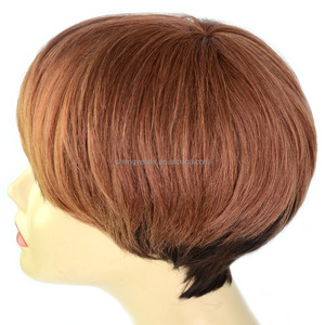 Ombre Pelucas sjipping libre $33 Virginal Recta Peluca de Cabello Humano Con Bang Corto Pelucas para Afroamericano Wome - Product Image 2