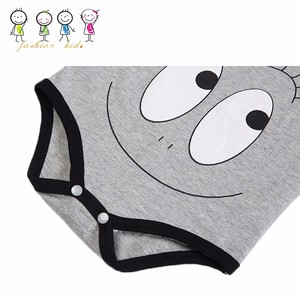 Summer short sleeve baby wear custom printing Cartoon happy face tender pink bodysuit for baby - Product Image 2