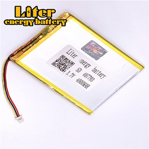 Plugue 1.0-<strong>3</strong> F&aacute;brica factory high quality lithium polymer battery <strong>3</strong>.7 V 407793 4000 mAh Li-ion rechargeable LiPo battery - Product Image 1