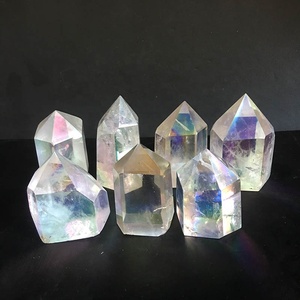Tour à quartz de l'ange aura, <span class=keywords><strong>point</strong></span> en cristal <span class=keywords><strong>clair</strong></span>, galvanisé personnalisé, livraison gratuite - Product Image 1
