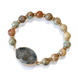 <span class=keywords><strong>Bracelet</strong></span> de perles en pierre naturelle, Bracelets avec pendentif en cristal, en pierre d'améthyste, <span class=keywords><strong>Bracelet</strong></span> à perles rondes, pour femmes et filles - Product Image 4