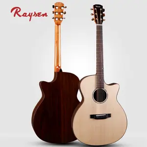 Raysen African ebony Guitar Sitka Spruce Top Handmade Custom Chinese Acoustic Guitar