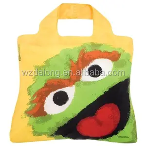 Di carico 20Kg Sesame Street Shopper pieghevole riutilizzabile grocery tote borse, cookie Monster Poliestere Singolo sacchetto di Spalla Borse per la Spesa di BSCI Sedex GRS R-PET poliestere