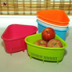triangular kitchen plastic vegetable sink basket stackable fruits strainer