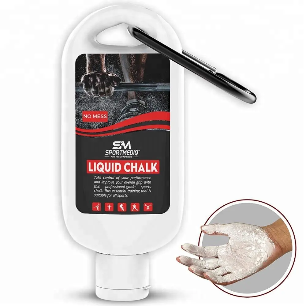 SPORTMEDIQ Pro Grade Liquid Chalk Pro Gratis Pegangan Tangan Profesional untuk Gym, Angkat Berat, Panjat Tebing, Senam, Rock Cli