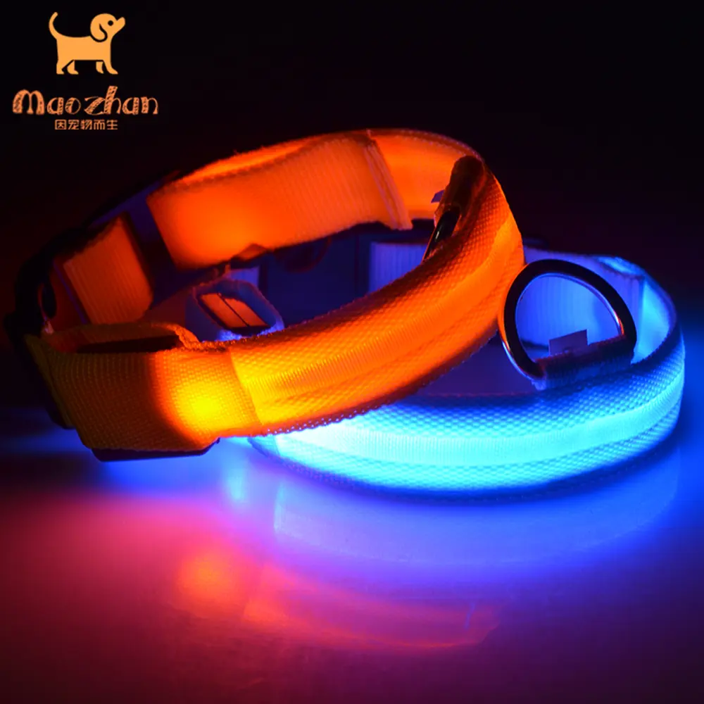 Hot sale factory direct price new design nylon webbing led dog collar 2017 best pet products selling for dogs