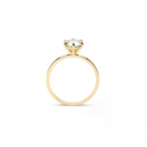 Anello Solitario in Ottone con Diamante, Classico Placcato Oro <span class=keywords><strong>18k</strong></span>, Anelli di Fidanzamento e Matrimonio - Product Image 5