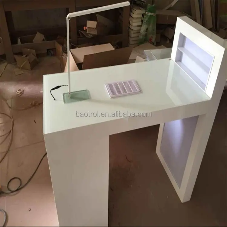 European style nail manicure table with dust collector and led light