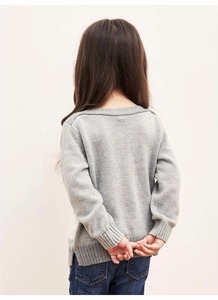 <span class=keywords><strong>9GG</strong></span> Parcheado de Manga Larga de Cuello Barco Animal Keep Warm Gris Suéter de Las Muchachas - Product Image 2