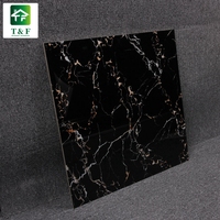 Carrelage en porcelaine noir marbré à veines blanches, carreaux de Chine au Pakistan, carrelage céramique pour sols en liquidation