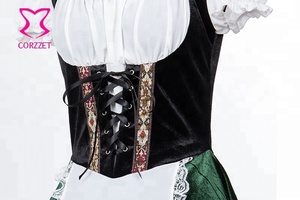 Corzzet Kostum Tradisional Jerman, Gaun Mewah Lengan Pendek untuk Wanita Dewasa, Kostum Pesta Halloween, Kostum Anak Perempuan Bir Dirndl