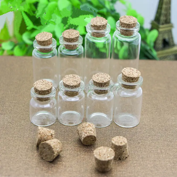 Mini bouteilles de 10ml, 15ml, 20ml avec couvercles en liège, flacons de Message en verre, pot de Pudding avec bouchon en bois de liège, étiquette