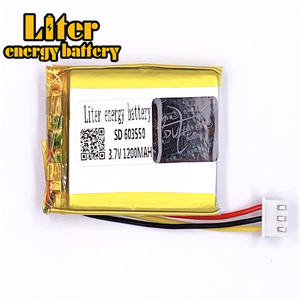 Connector <span class=keywords><strong>2</strong></span>,5-3 p 3,7 V 603550 1200 mAh rechargeable LiPo battery solar Li ion polymer lithium battery with PCM - Product Image 2