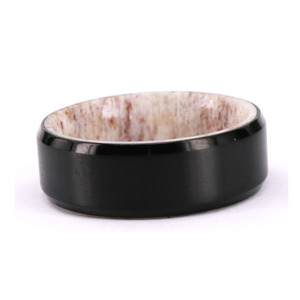 Flat Beveled <strong>Profile</strong> <strong>Ring</strong> Armor Included Black Titanium <strong>Ring</strong> Wedding Band Antler Horn <strong>Ring</strong> - Product Image 1