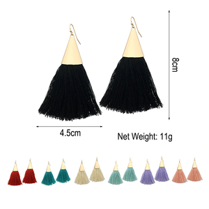 Fashion Ladies Cotton Thread Drop Dangle <strong>Earrings</strong> Big Fan Wide Handmade Boho Gold Plated Alloy Tassel <strong>Earrings</strong> <strong>for</strong> <strong>Women</strong> - Product Image 6