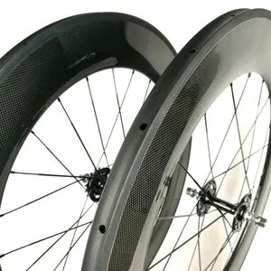 Piste de carbone de <span class=keywords><strong>roue</strong></span> pour <span class=keywords><strong>roue</strong></span> arrière à engrenage fixe 700C <span class=keywords><strong>Fixie</strong></span> jantes de vélo 88mm roues <span class=keywords><strong>Fixie</strong></span> à vitesse unique 700C tubulaire - Product Image 5