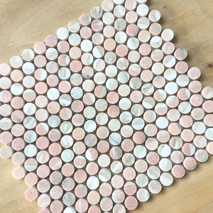 Schomex all'ingrosso moderno Norvegia <span class=keywords><strong>rosa</strong></span> <span class=keywords><strong>rosa</strong></span> Penny rotondo piastrelle di mosaico di marmo parete interna e pavimento in Parquet per ville - Product Image 3