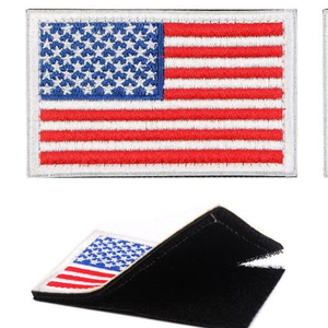 Tactical USA Flag Patch White Border Embroidery American Flag Uniform Emblem Patches