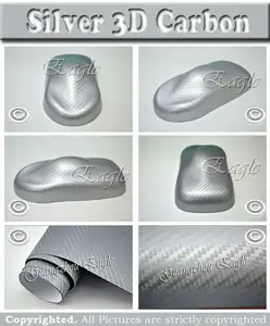 серебро 3d углеродного волокна высокое качество пузырек воздуха- бесплатно винил пленка образец- полный рулон