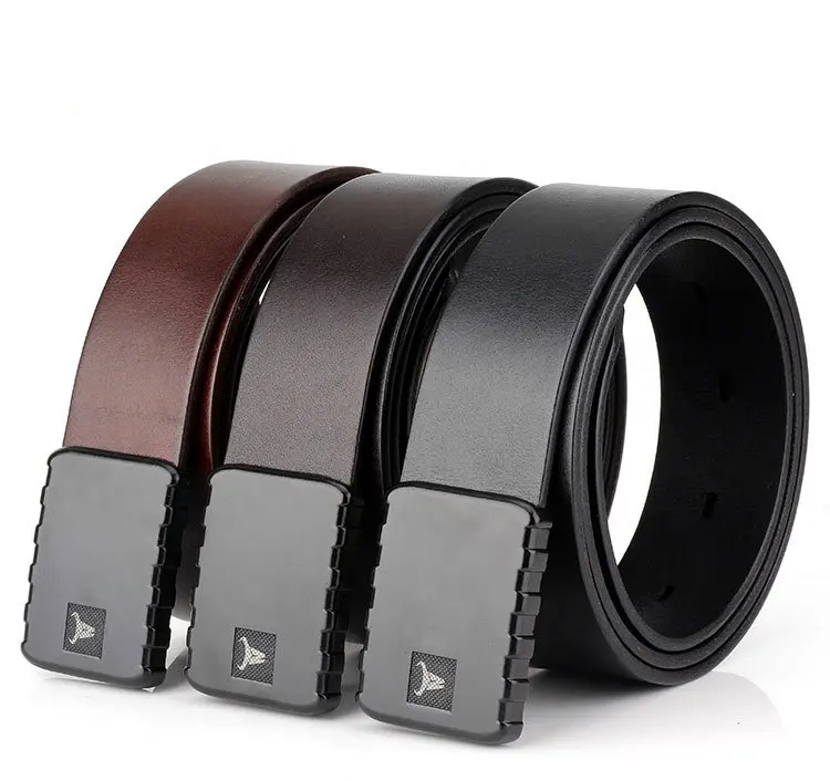 High End Outdoor Full Grain Leather Tactical Easy Quick Release Double Hook Buckle Belt