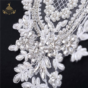 ウェビング装飾用花クリスタルビーズシチューパールラインストーンアップリケパッチ工場卸売 - Product Image 5