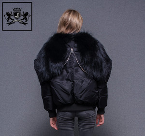 Plus la taille col de fourrure manteau chaud court dame femmes blouson avec duvet de canard <span class=keywords><strong>plume</strong></span> doublure - Product Image 6
