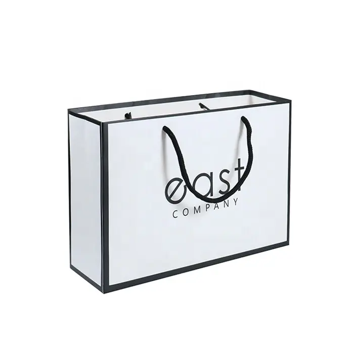 High quality Fashion Custom Paper Jewelry Packaging bag Laminated Art Paper Bag White With Company Logo Print