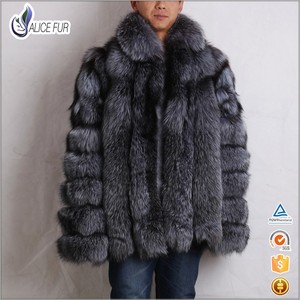 ALICEFUR <span class=keywords><strong>uomo</strong></span> di Alta qualità del cappotto del rivestimento di medio <span class=keywords><strong>lungo</strong></span> naturale volpe d'argento cappotto di pelliccia per gli uomini - Product Image 2